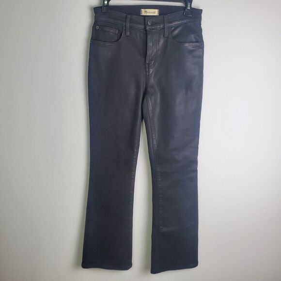 Madewell Coated Pleather Mid Rise Kick Out Pants Size 26 - Picture 1 of 9